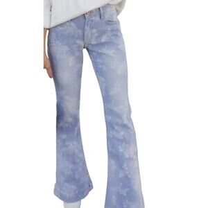 COPY - KanKan light wash printed flare jeans with floral design